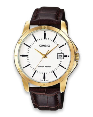 Casio gents standard analog wrist watch in brown leather