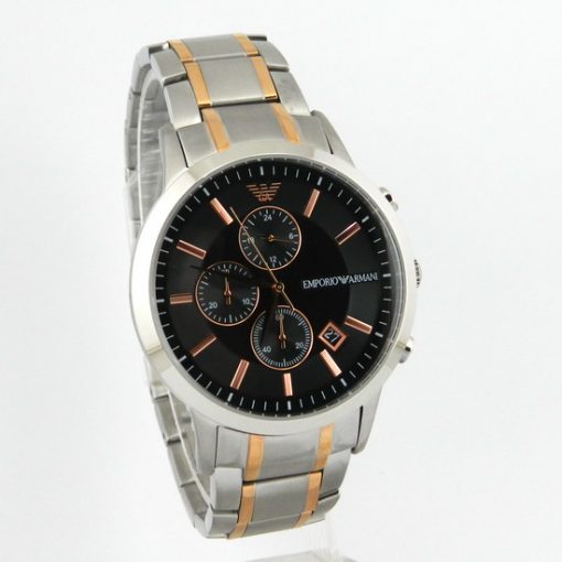 Emporio Armani Black Dial Watch for Men With Date Chronograph
