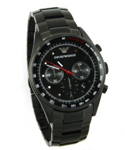 Emporio Armani Men's Wrist Watch In Black Dial With Date Chronograph