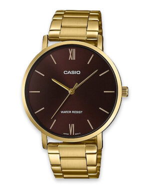 Brown dial Casio gent's wrist watch in golden bracelet