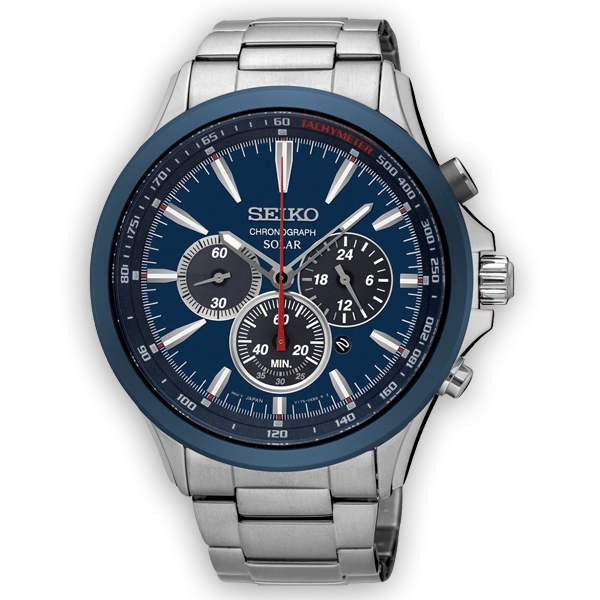 Seiko solar chronograph gent's wrist watch in blue dial – 7-Star Watches ::  Buy Original Watches Online in Pakistan