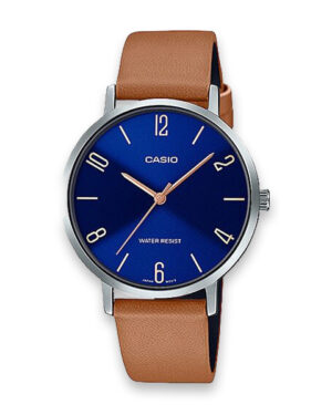 Women's Casio wrist watch in mustard smooth leather strap