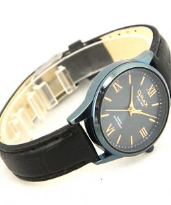 Omax New Ladies Wrist Watch In Black Leather Strap