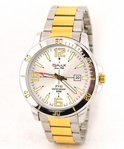 Omax Two Tone Silver Dial Wrist Watch For Men's
