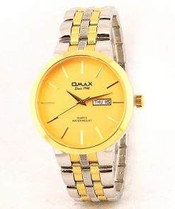 Golden Dial Omax Two Tone Wrist Watch For Men's