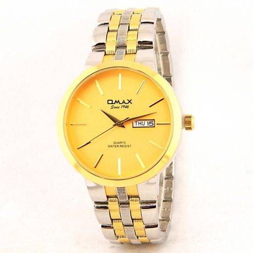 Golden Dial Omax Two Tone Wrist Watch For Men's