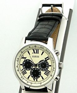 Guess Chronograph Leather Strap Watch